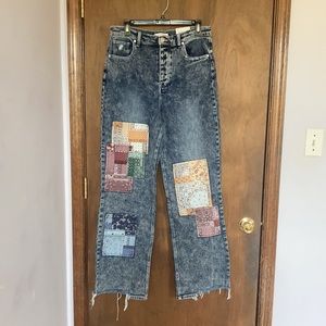 SO Dad jean super high rise distressed boho retro patches size 11 / 30